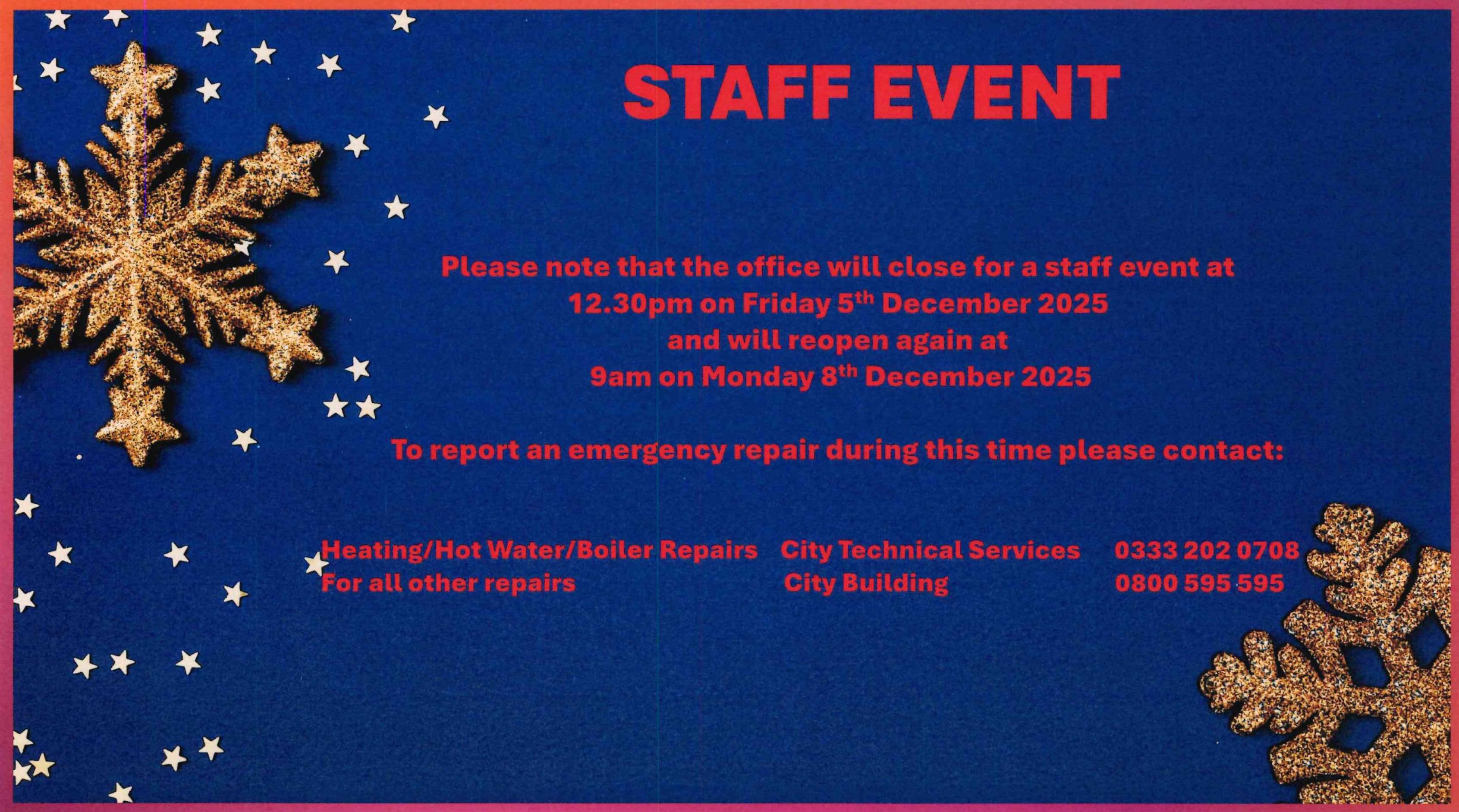 Office Closed 5th December 2025